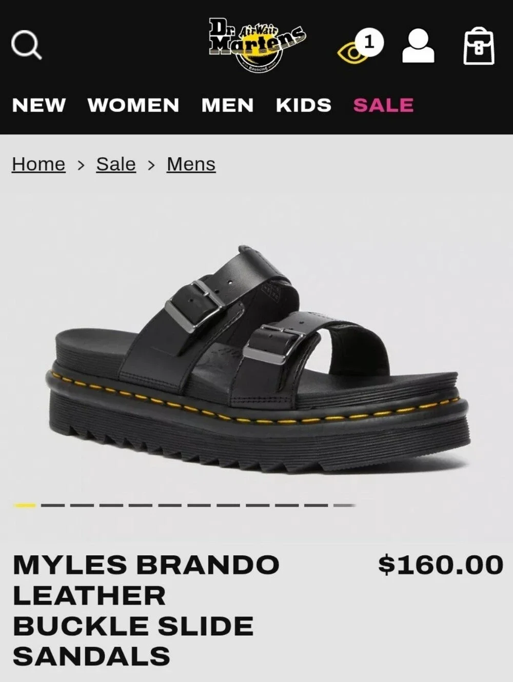 Dr. Martens Myles Brando Leather Buckle Slide Sandals